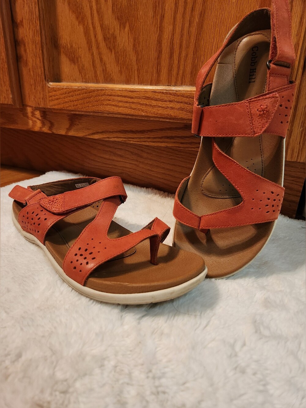 Cobb Hill, Women's Open-Toe Heeled Sandal in Red, sz 10